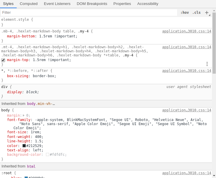 Область работы с CSS в Chrome DevTools