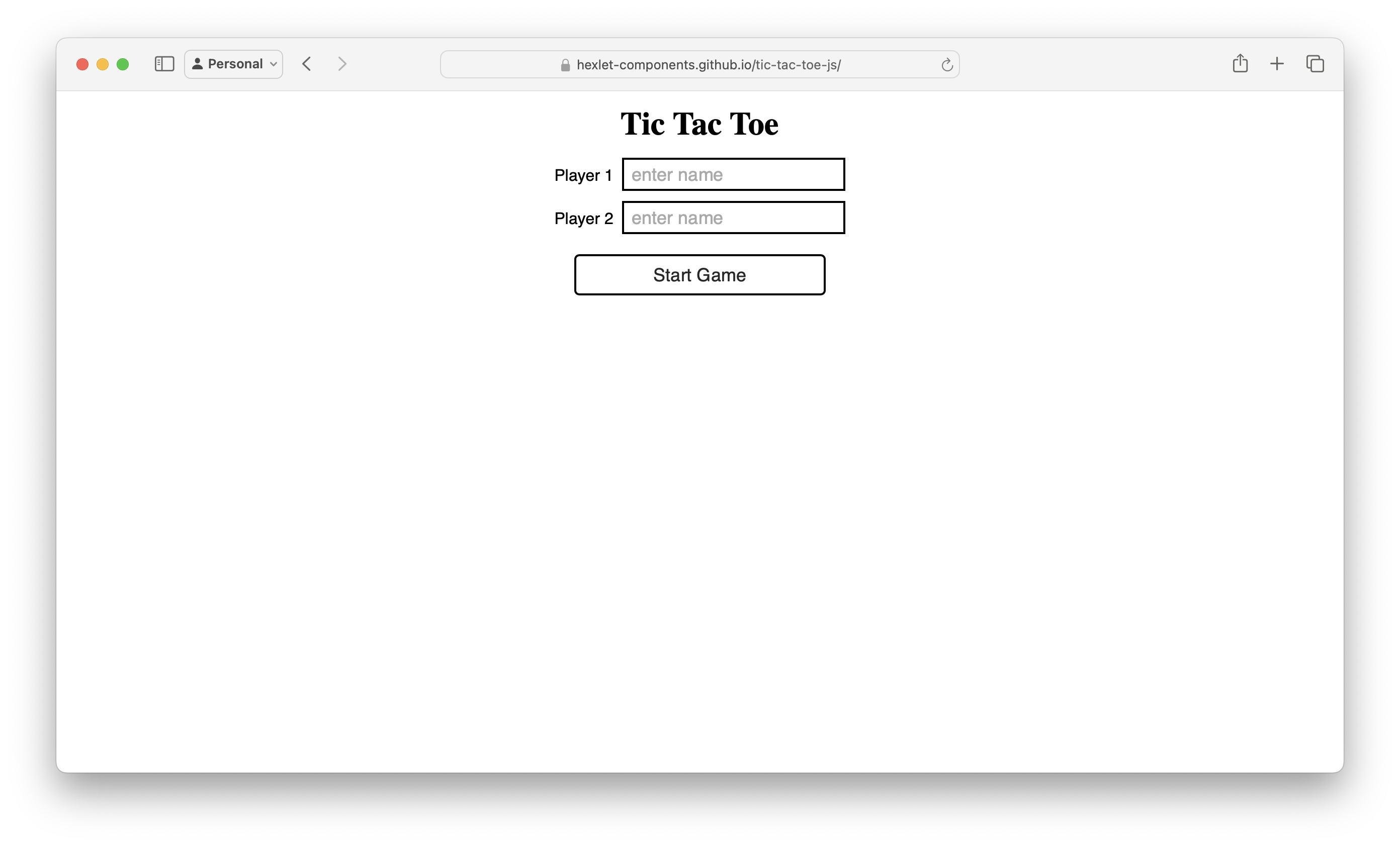Крестики-нолики JS (Имена игроков)