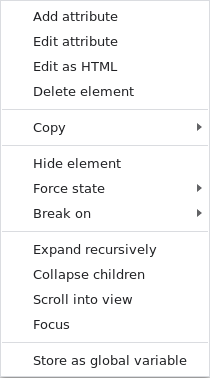Контекстное меню DevTools